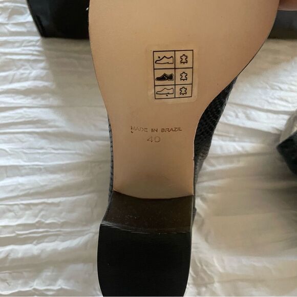 Chocolat Blu Leather Boston Block Heel Graphite Snake Booties Size 40 NIB - Picture 4 of 9